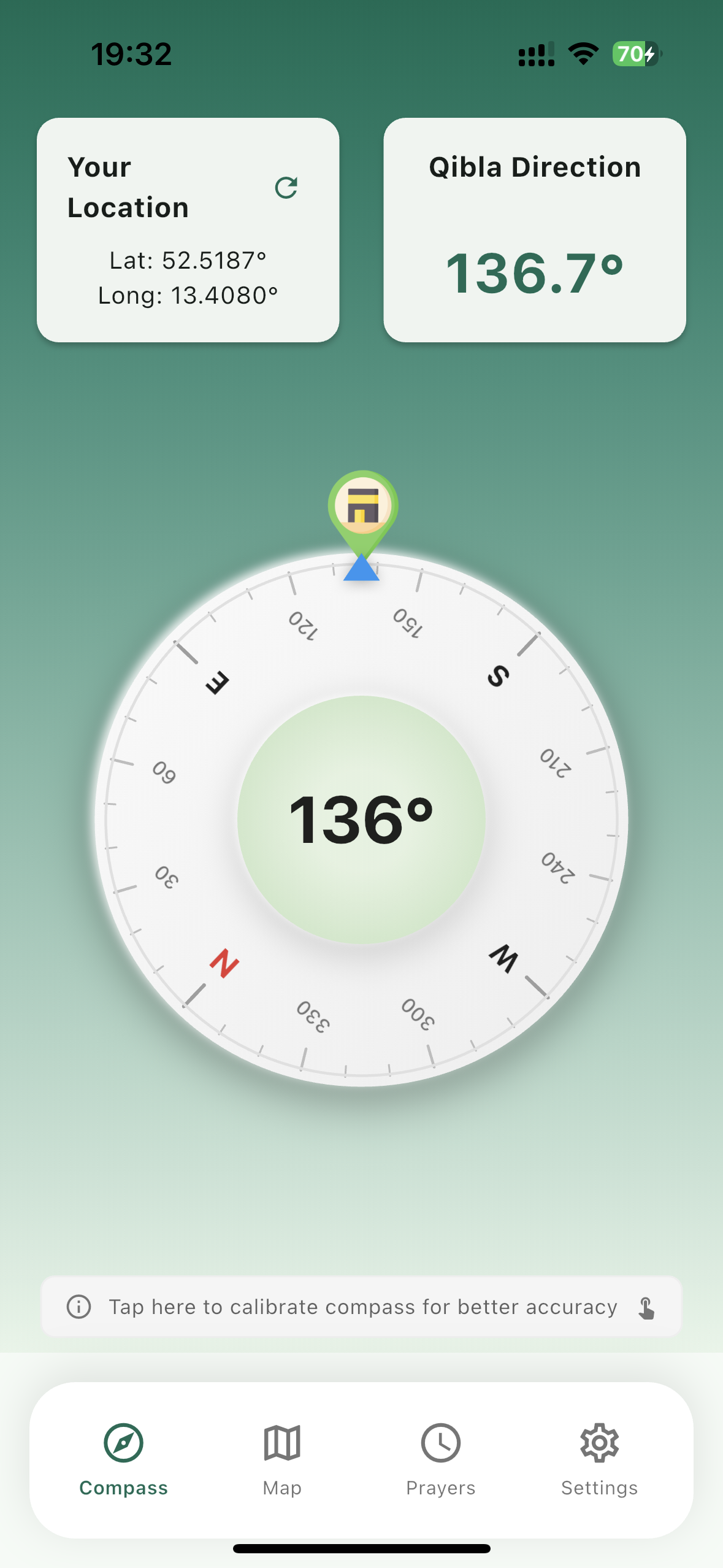 Qibla Compass App Screenshot